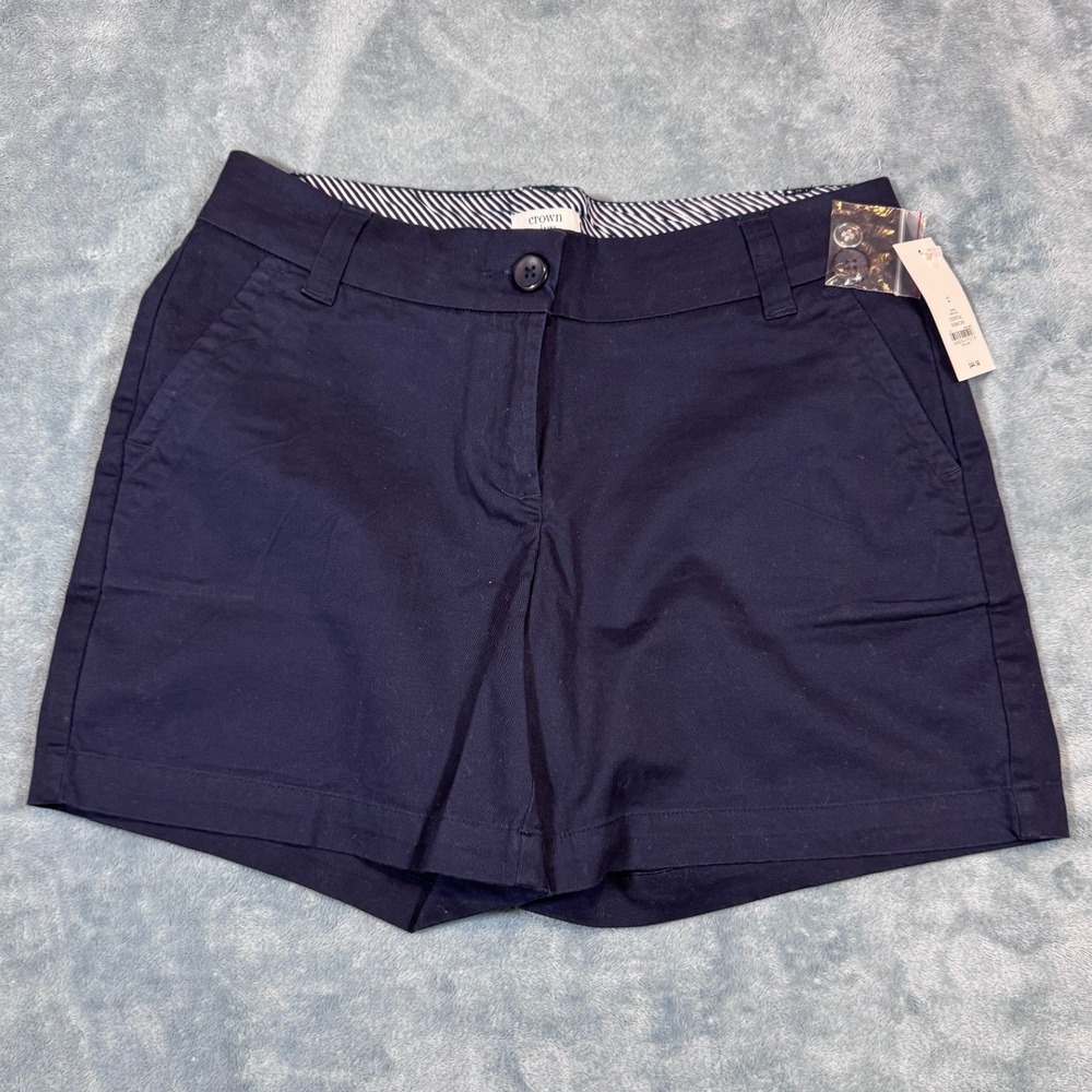 Crown & Ivy Essential Signature Shorts 2 Navy Blue Stretch Chino